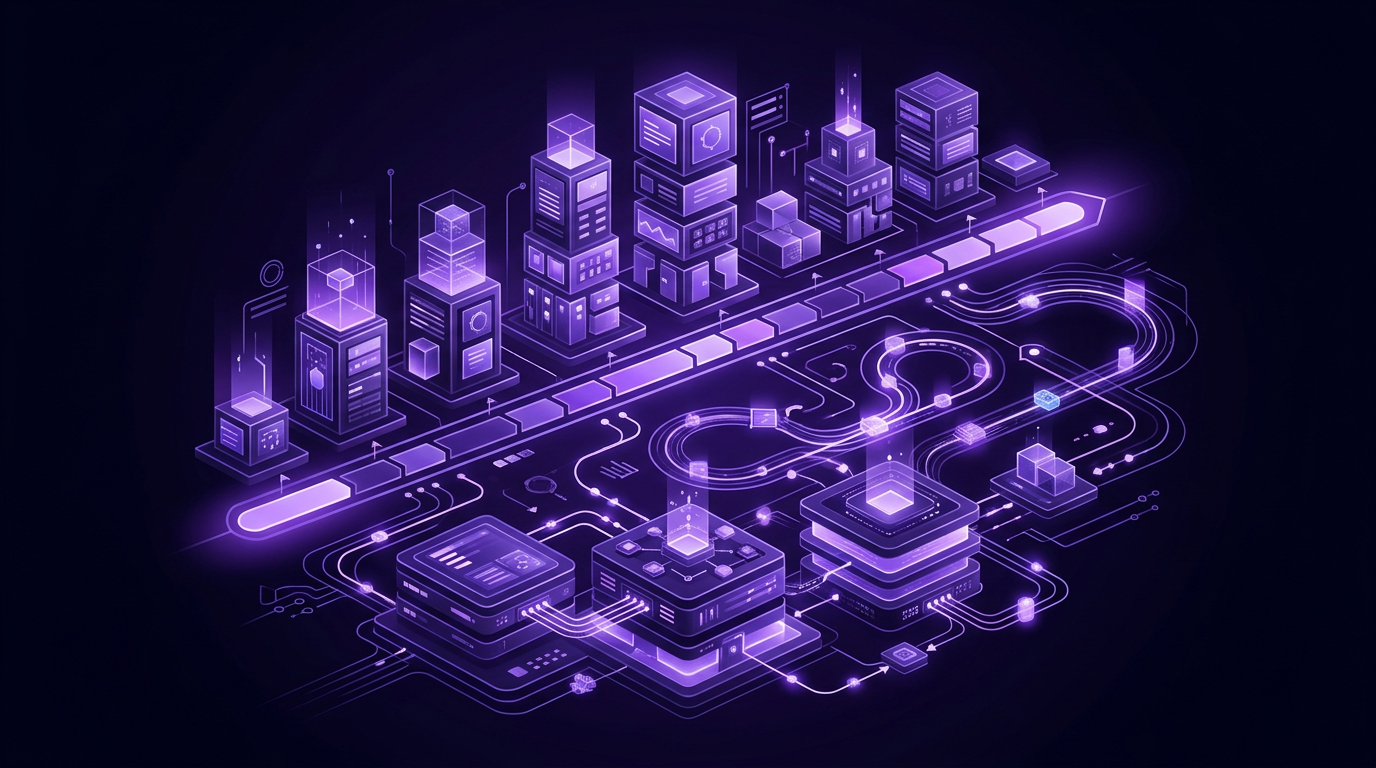Abstract project costs, timelines, and service dependency illustration