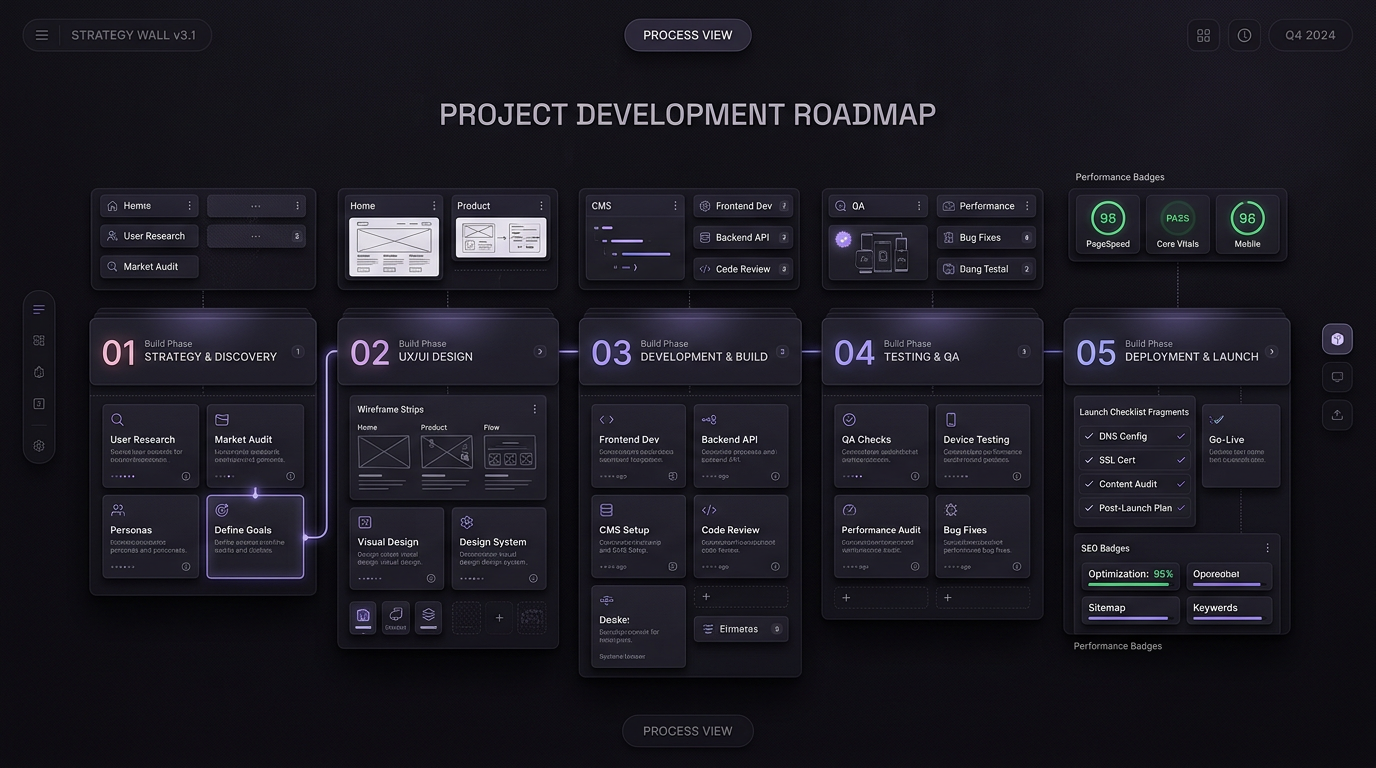Website project roadmap and phase board illustration