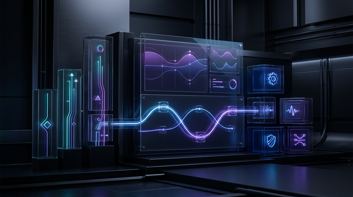 Abstract website maintenance and support systems illustration